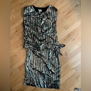 Elegant Black and Silver Striped Dress